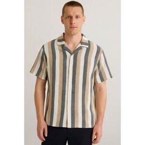 NWT McCarren Studio Men S Striped‎ Camp Shirt Beach Button Up Casual Top resort